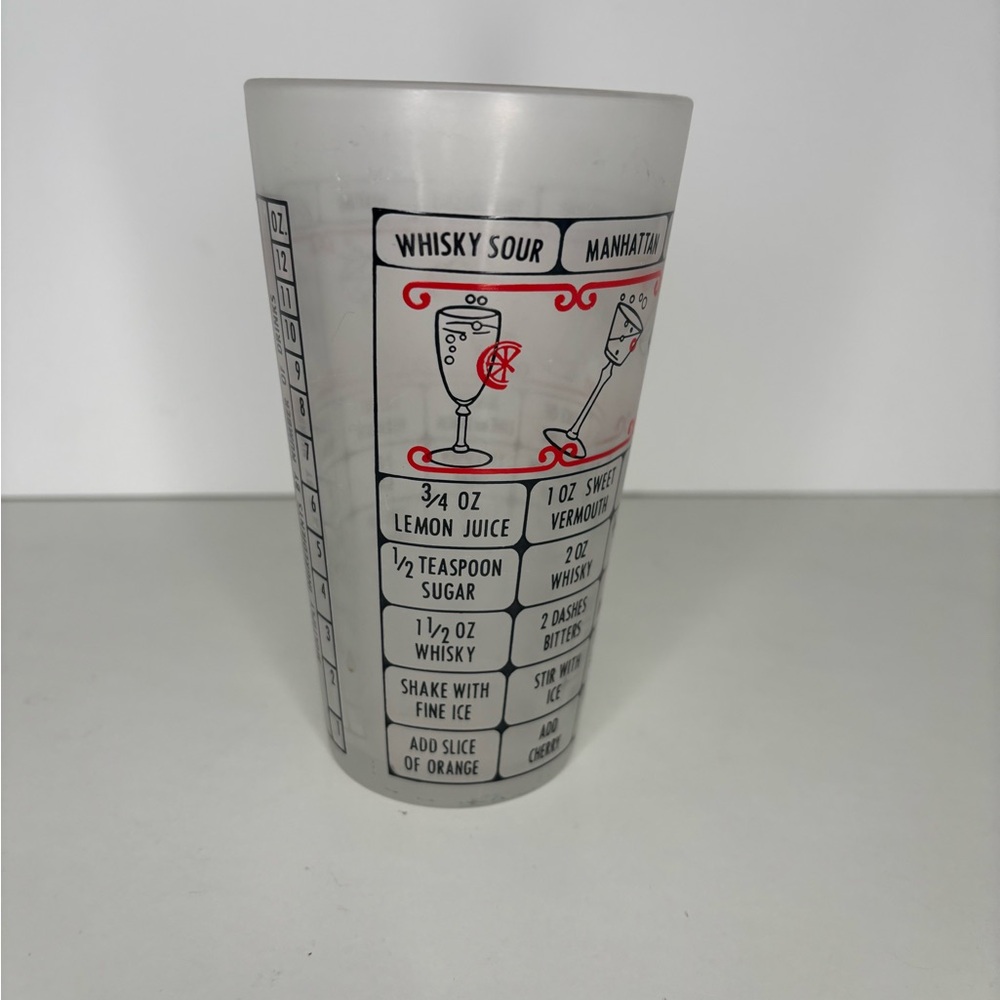 Federal Glass Vintage Bartender Cocktail Mixed Drink Recipe Shaker